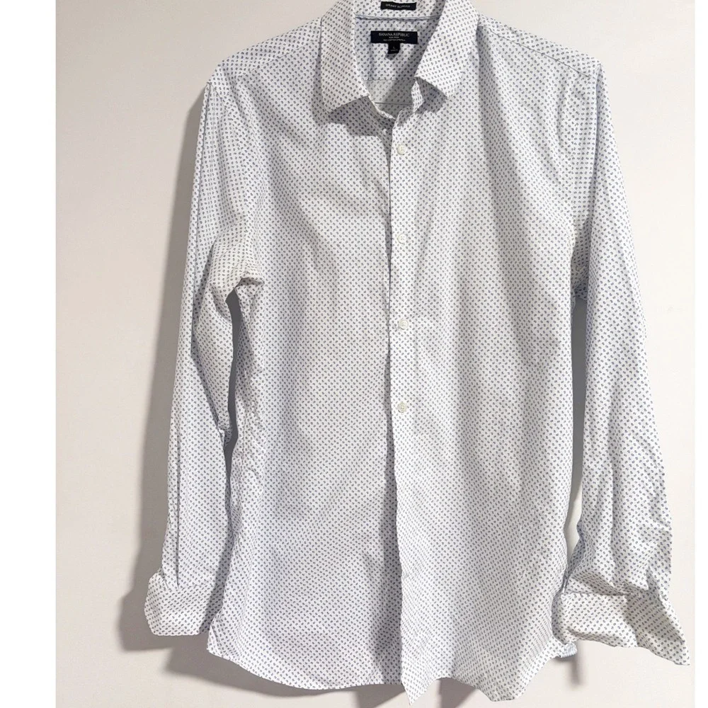 Banana Republic Grant Slim Fit Non-Iron Stretch Micro Floral Shirt L